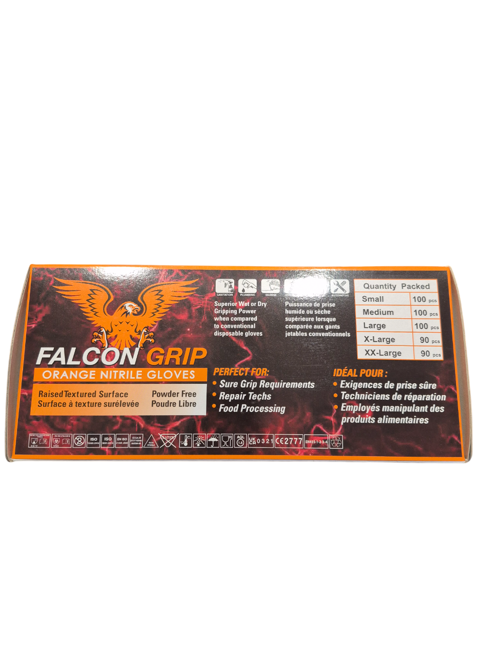 Guantes Falcon Grip Nitrilo Texturizado Extra resistente Mecánico caja 100 unidades